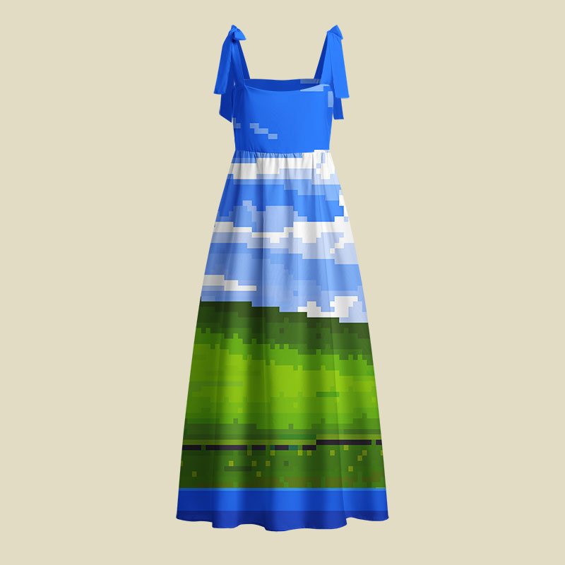 Win XP Wallpaper Pixel Playful Maxi Dress