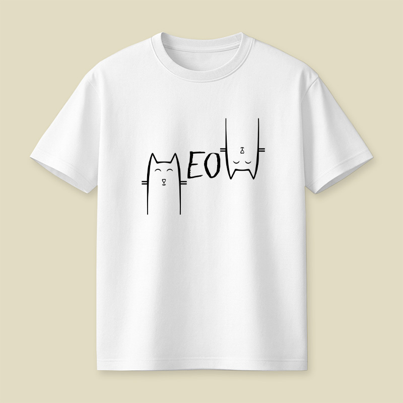 Meow Visual Word Puzzle Cat Playful T-Shirt