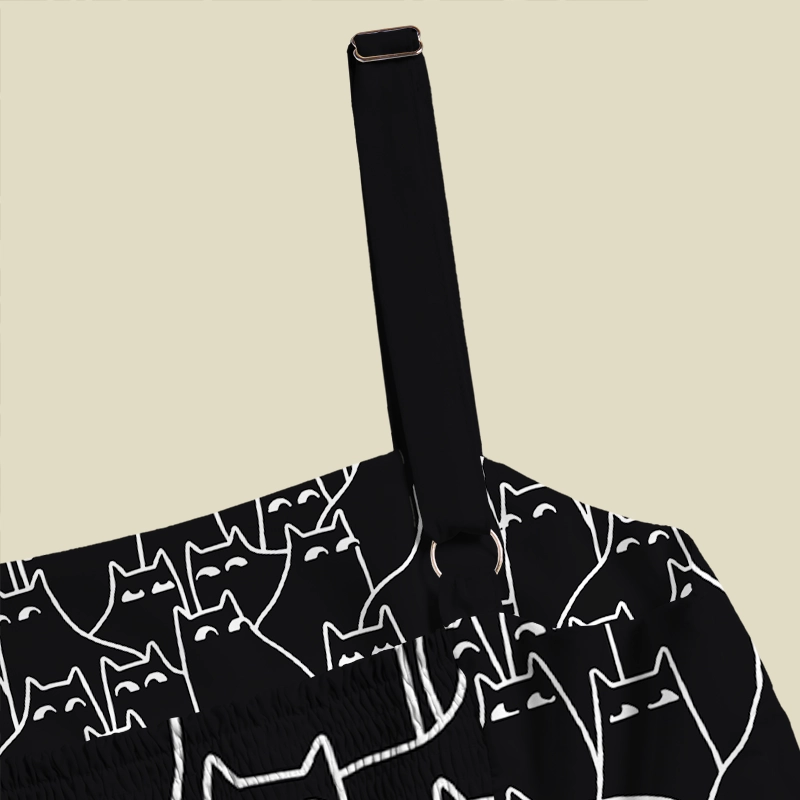 Minimal Line Art Cat Silhouette Playful Maxi Dress