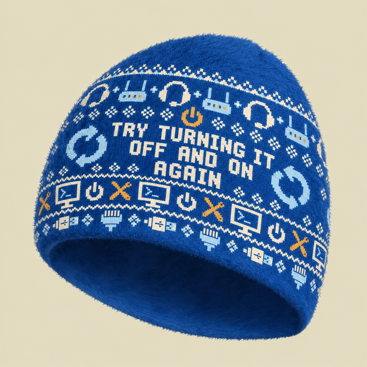 Try Turning It Off And On Again Fuzzy Beanie