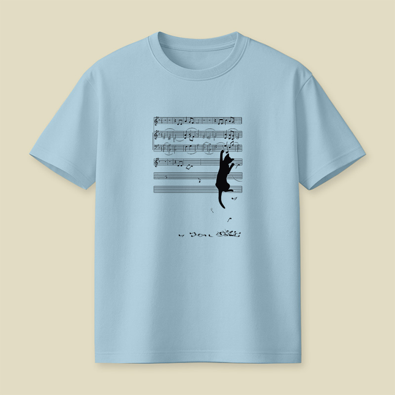 Cat On Sheet Music Chaos Playful T-Shirt