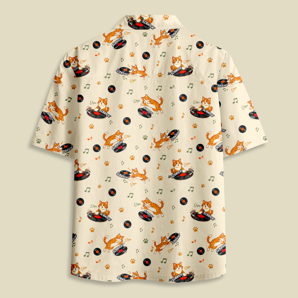 Scrath Cat Music Button Up Pocket Shirt