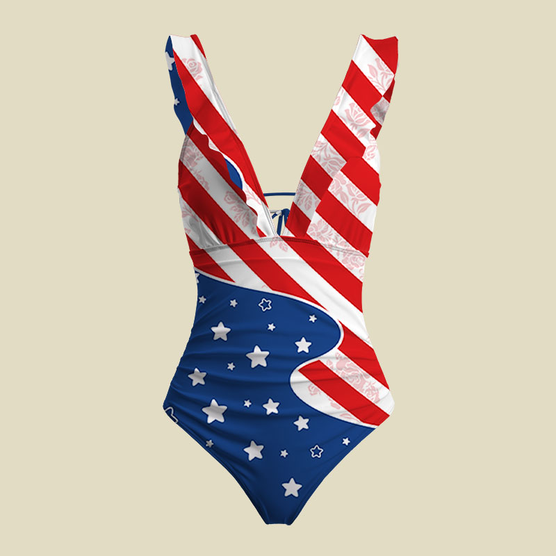America 250 Patriotic V-Neck One Piece Swimsuit