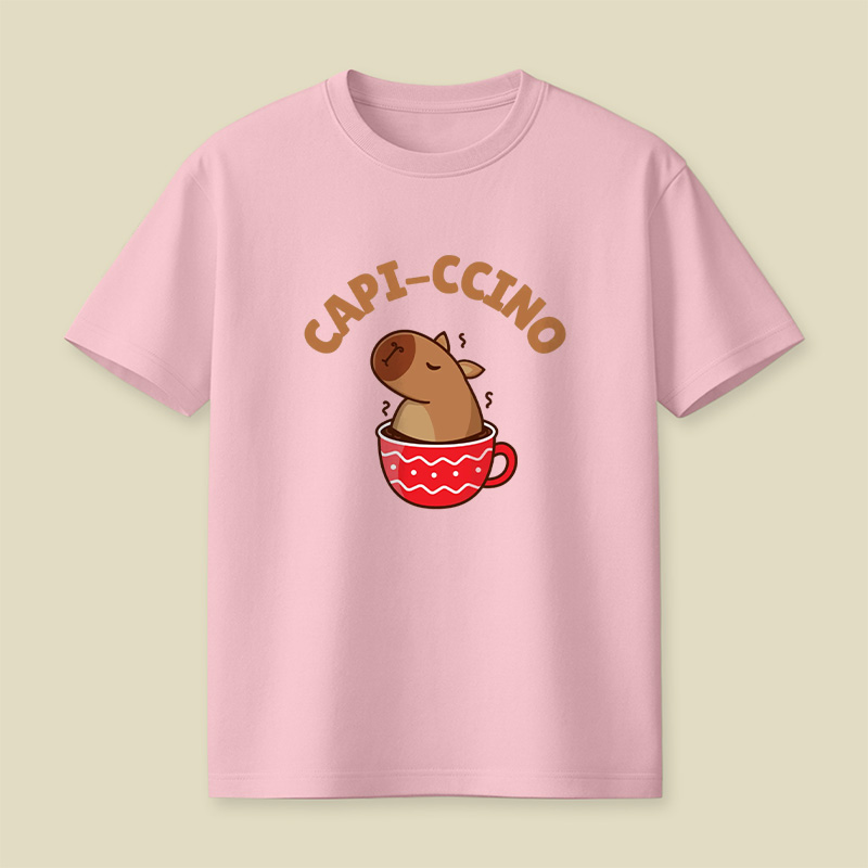 Capi-Ccino Capybara Coffee Pun Playful T-Shirt