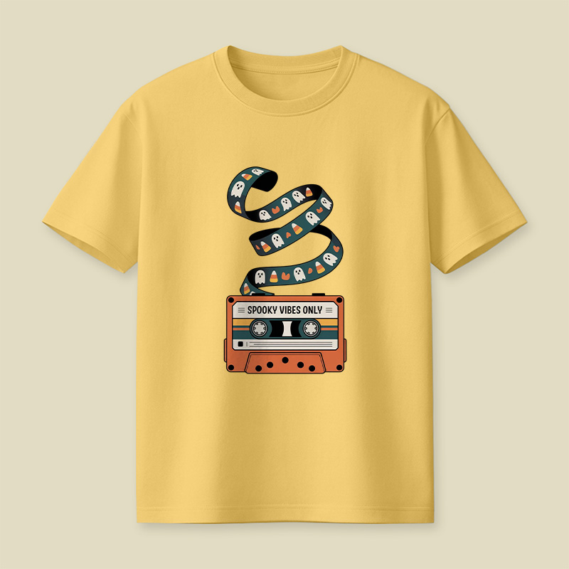 Retro Cassette Spooky Vibes Halloween Playful T-Shirt