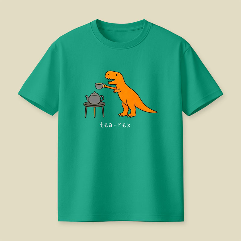 Tea-Rex Funny Cartoon Playful T-Shirt