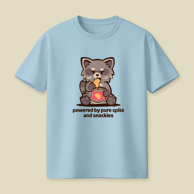 Powered By Spite And Snackies Raccoon Playful T-Shirt