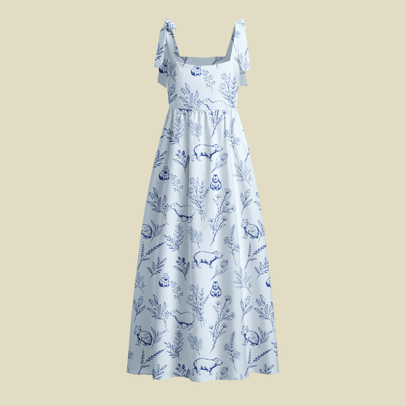 Capybara Playful Maxi Dress