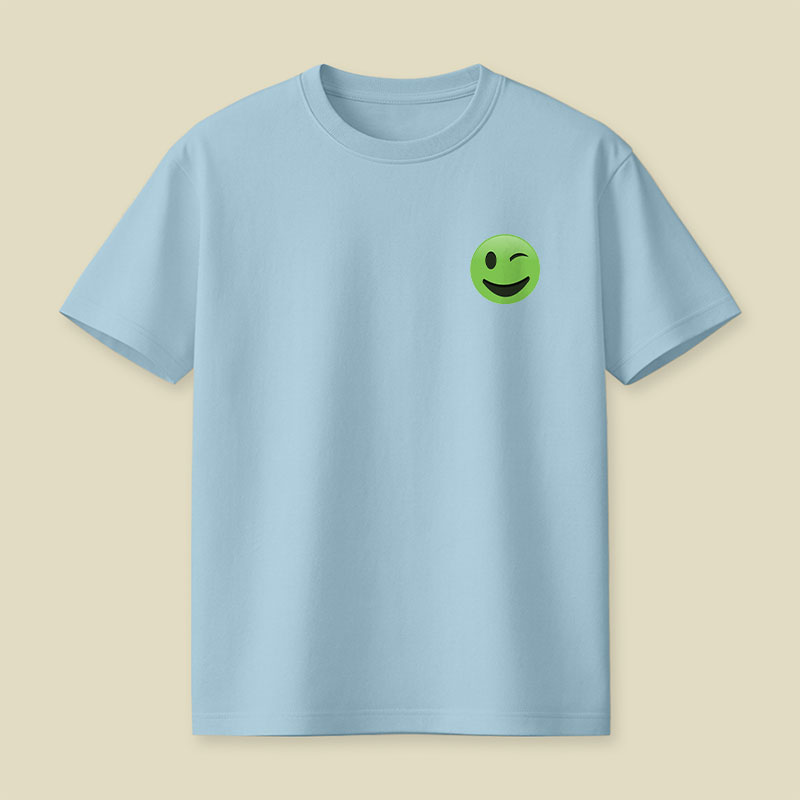Green Emoji Wink Playful T-Shirt