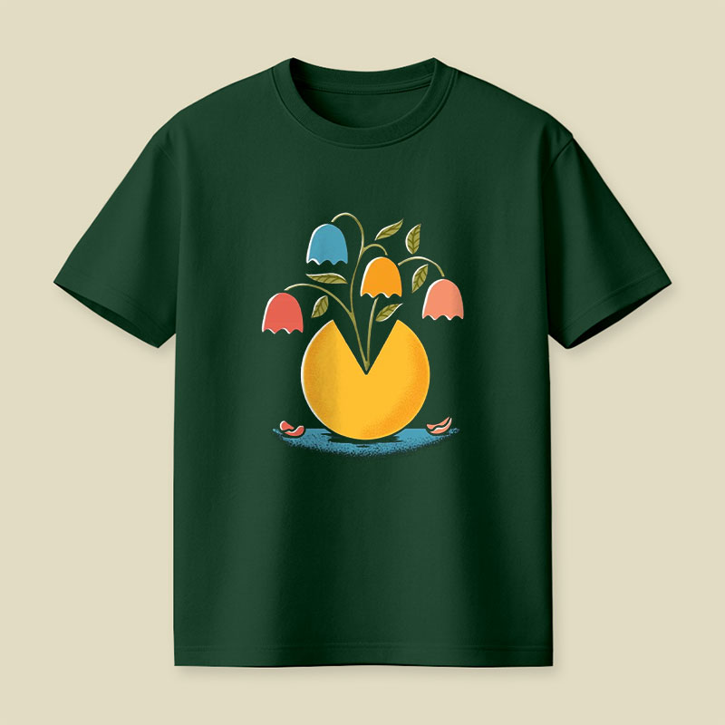 Retro Arcade Flowers Playful T-Shirt