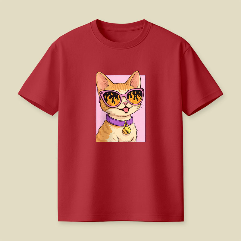 Cat Watching The World Burn Playful T-Shirt