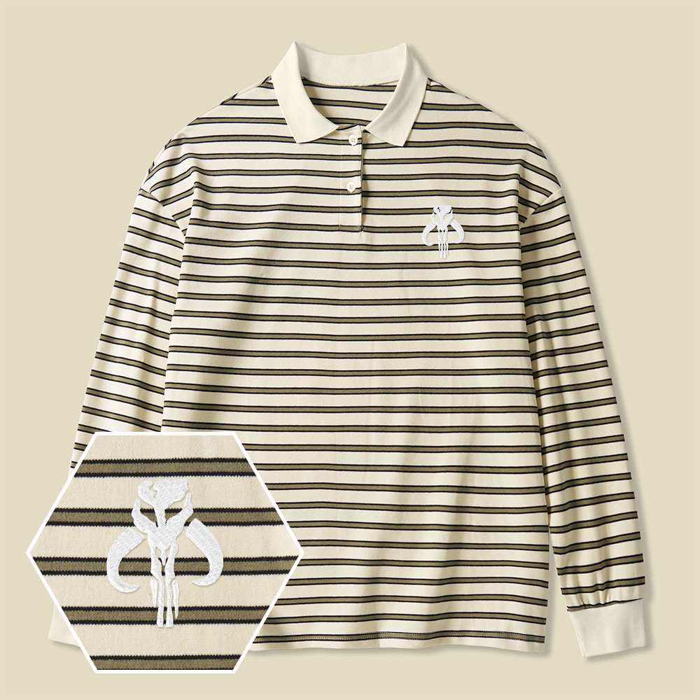 Rebel Lycra Striped Embroidered Long-Sleeve Polo