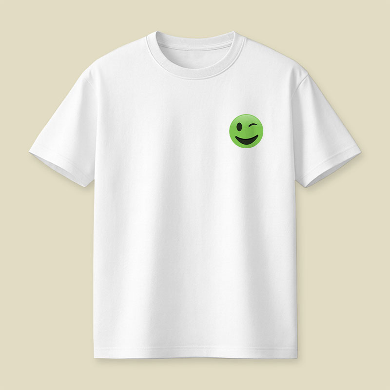 Green Emoji Wink Playful T-Shirt