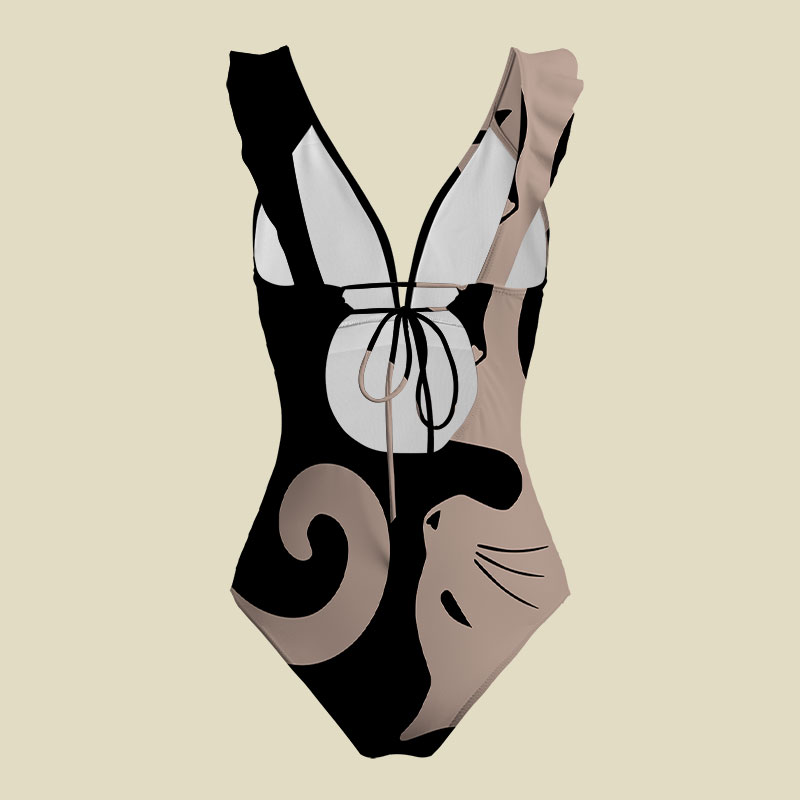 Cats Rule V-Neck One Piece Swimsuit