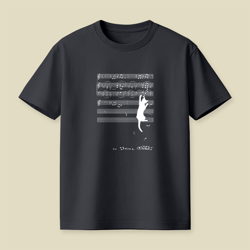 Cat On Sheet Music Chaos Playful T-Shirt