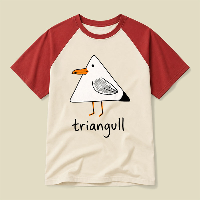 Triangull Funny Geometry Cute Triangle Seagull Bird Raglan T-shirt
