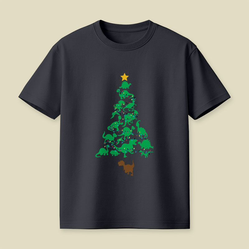 Dino Christmas Tree Playful T-Shirt