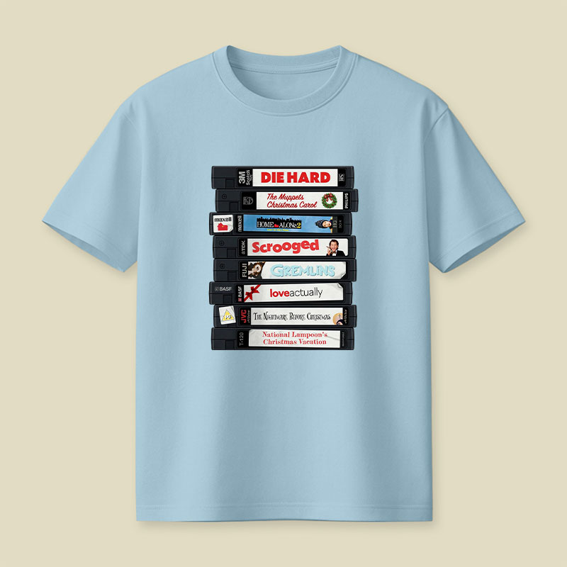 Christmas VHS Movie Marathon Retro Playful T-Shirt