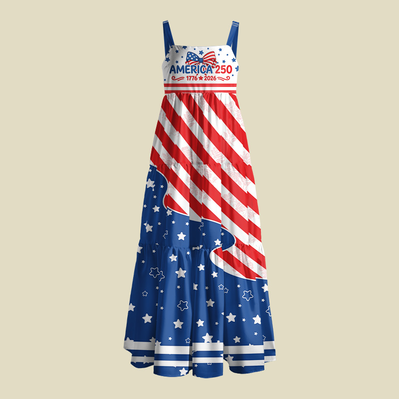 America 250 Patriotic Playful Maxi Dress