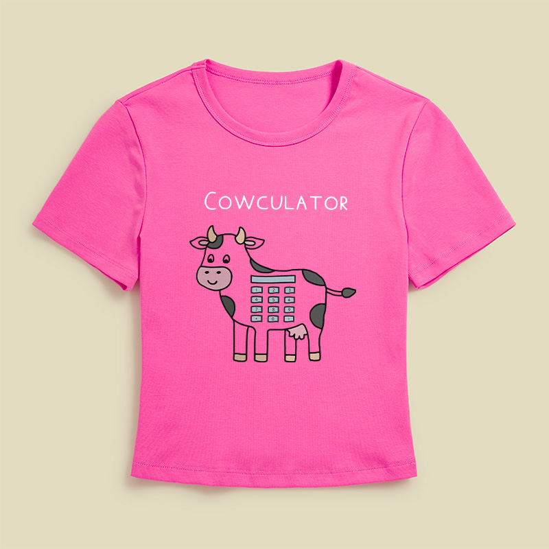 Cowculator Cow Calculator Math Pun Geek Baby Tee