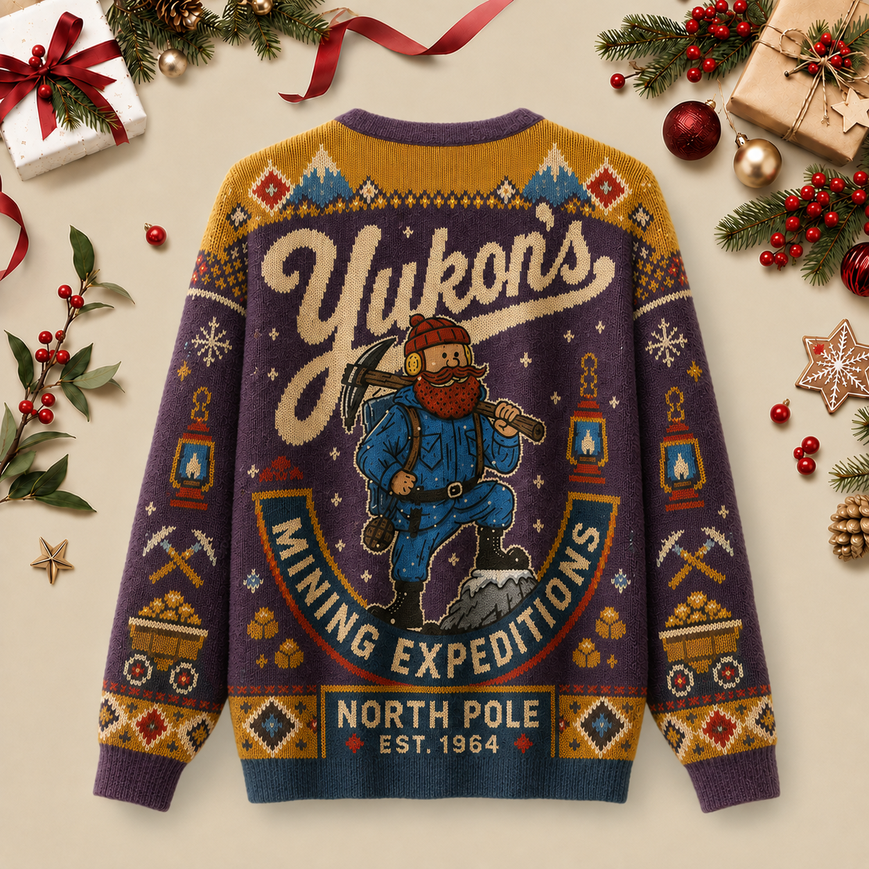 Yukon’s Mining Expeditions Ugly Christmas Fluffy Sweatershirt