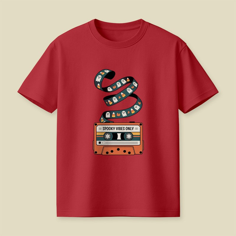 Retro Cassette Spooky Vibes Halloween Playful T-Shirt