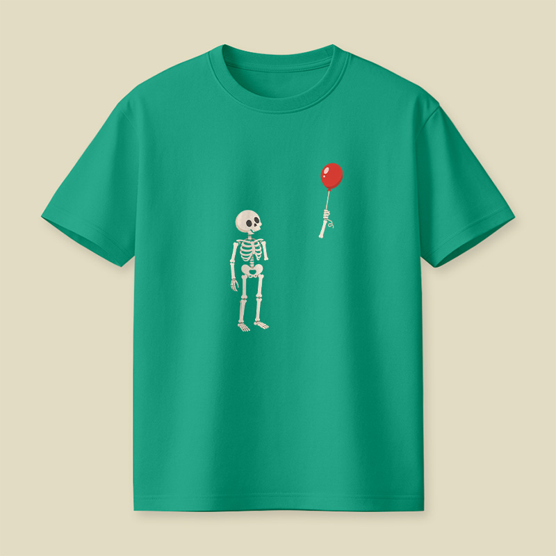 Skeleton With A Floating Balloon Playful T-Shirt