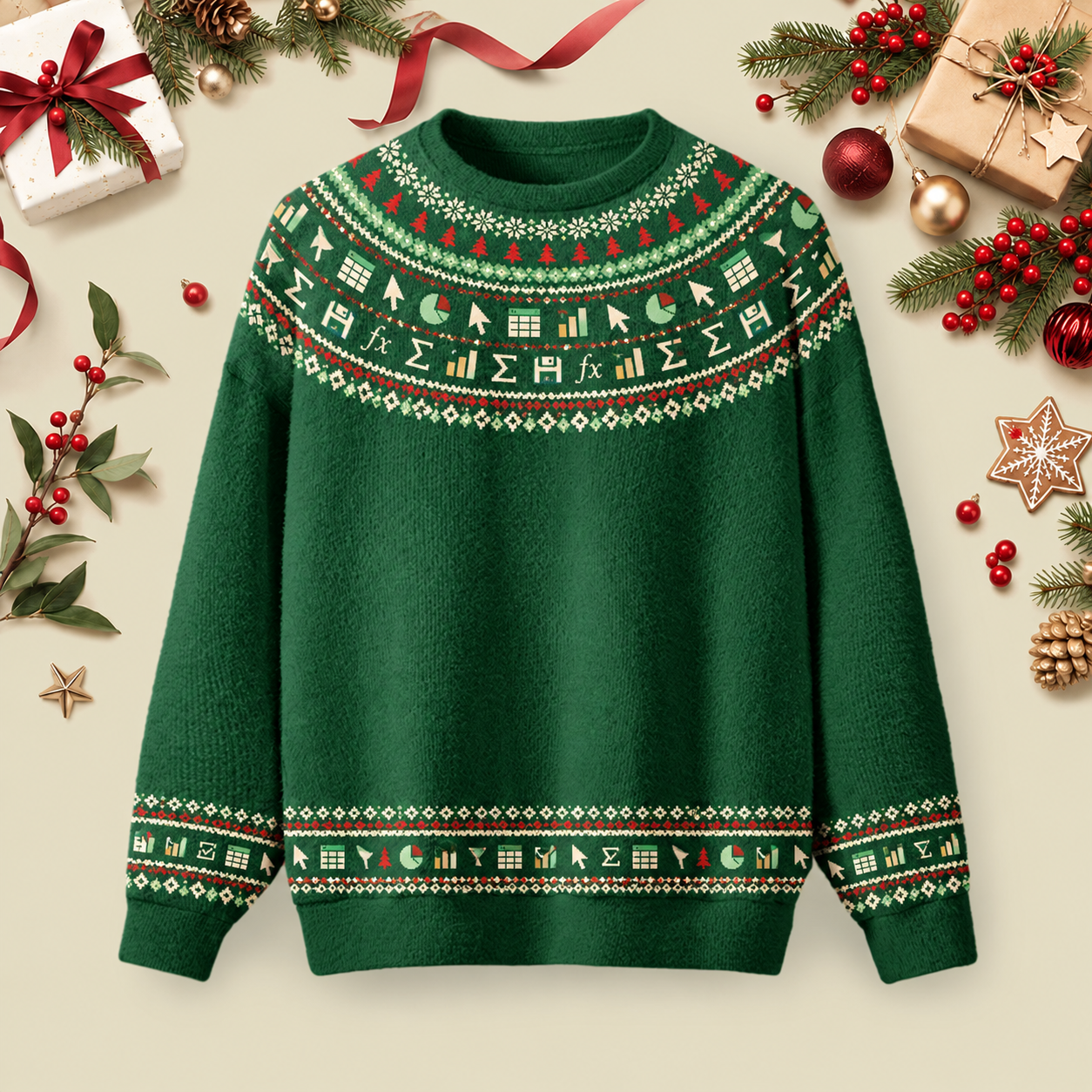 Excel Spreadsheet Analyst Ugly Christmas Fluffy Sweatershirt