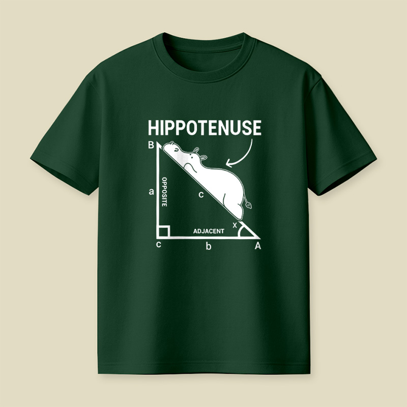 Hippotenuse Hippo Math Pun Playful T-Shirt