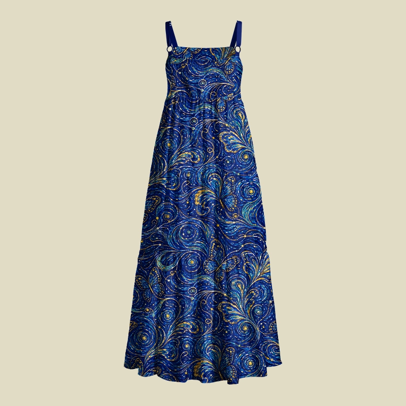 Starry Night Butterfly Dream Playful Maxi Dress