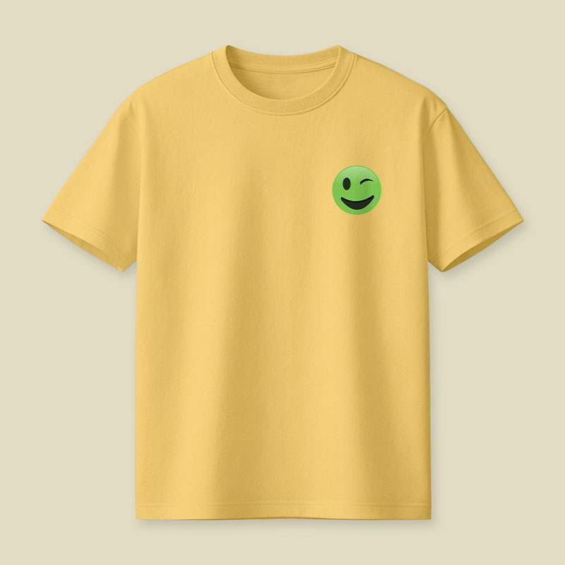 Green Emoji Wink Playful T-Shirt