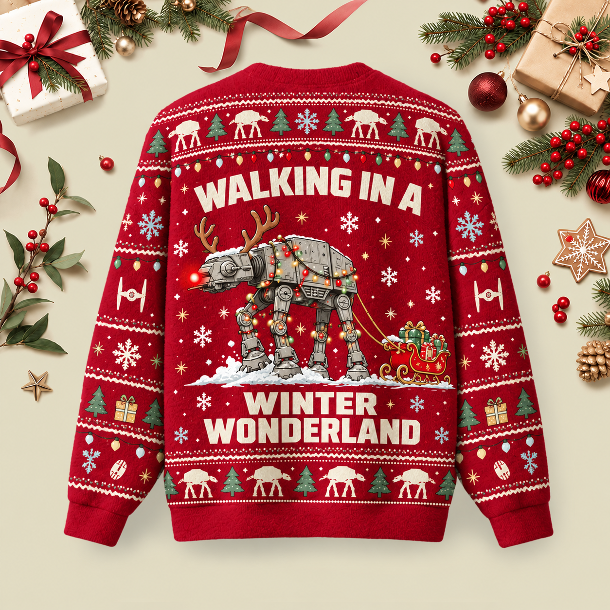 Walking In A Winter Wonderland Ugly Christmas Fluffy Sweatershirt