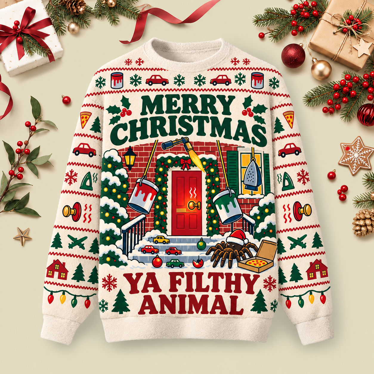 Ya Filthy Animal Ugly Christmas Fluffy Sweatershirt