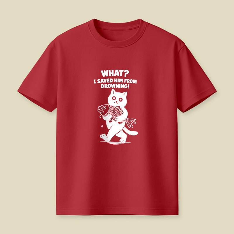 Cat And Fish Playful T-Shirt