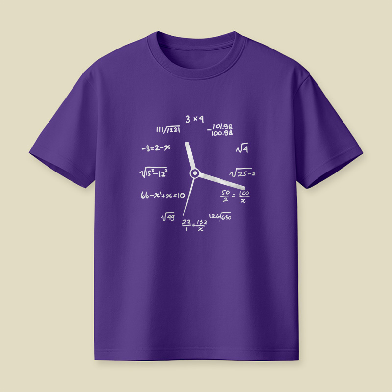 Math Equation Clock Nerd Pun Playful T-Shirt
