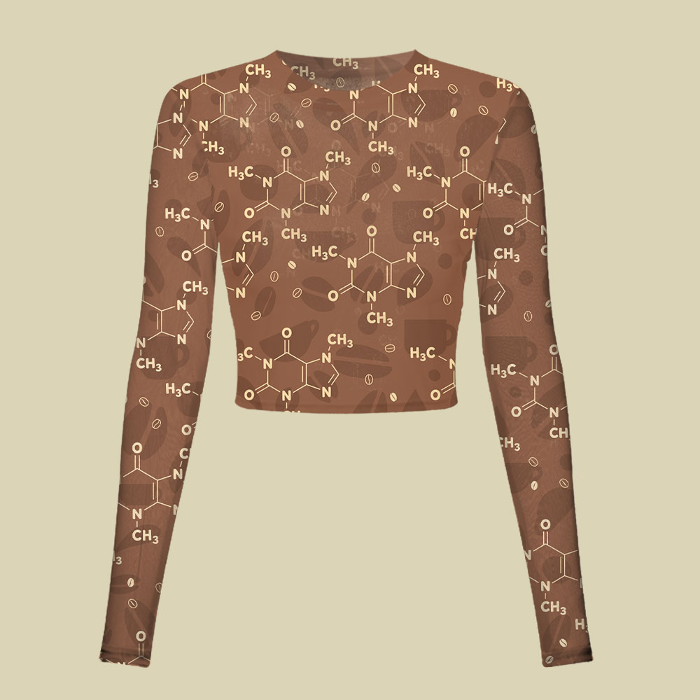 Coffee Molecular Formula Slim Fit Mesh Top