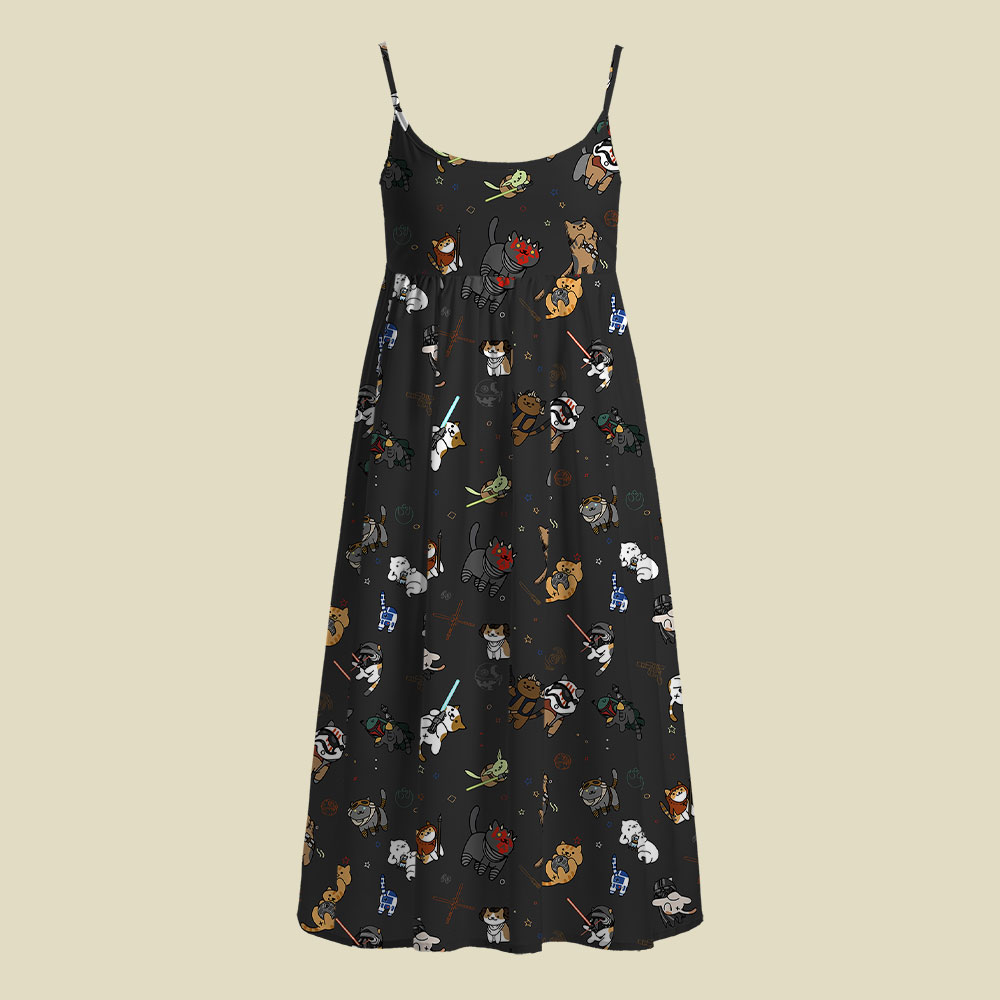 Tie The Fighter Cat Funny Camisole Midi Dress