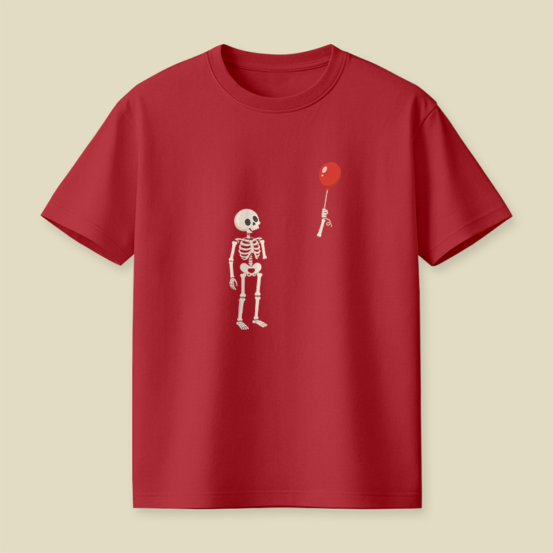 Skeleton With A Floating Balloon Playful T-Shirt