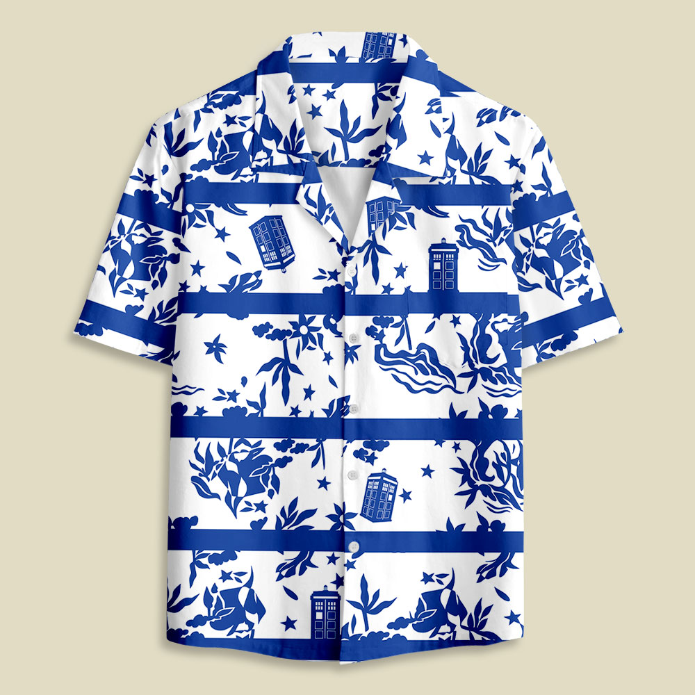 Blue Willow Tardis Button Up Pocket Shirt
