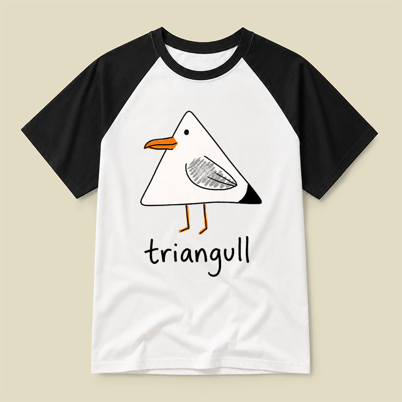 Triangull Funny Geometry Cute Triangle Seagull Bird Raglan T-shirt