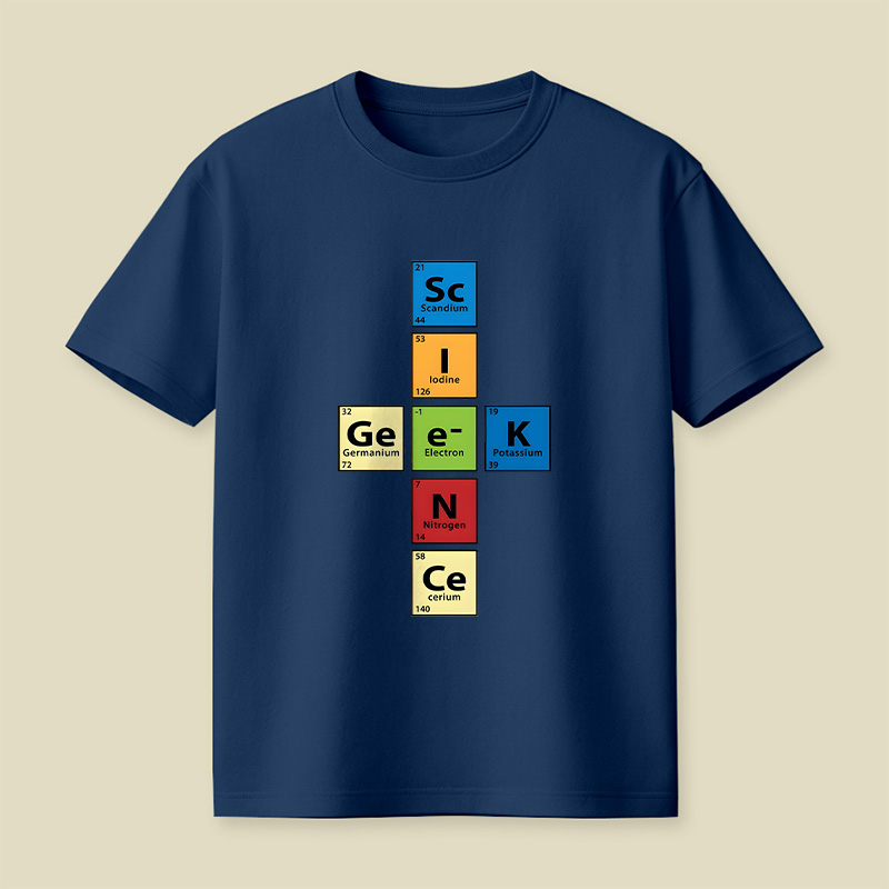 Scigeek Nerd Periodic Table Playful T-Shirt