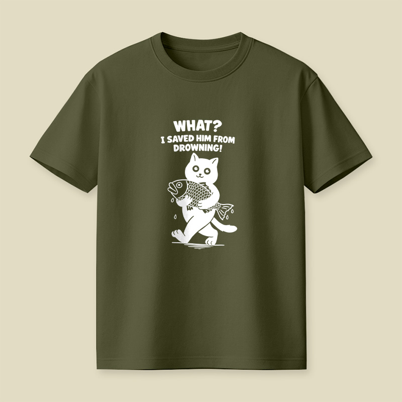Cat And Fish Playful T-Shirt