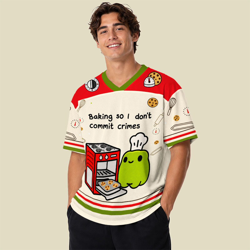 Baking So I Don't Commit Crimes Playful Mesh Jersey