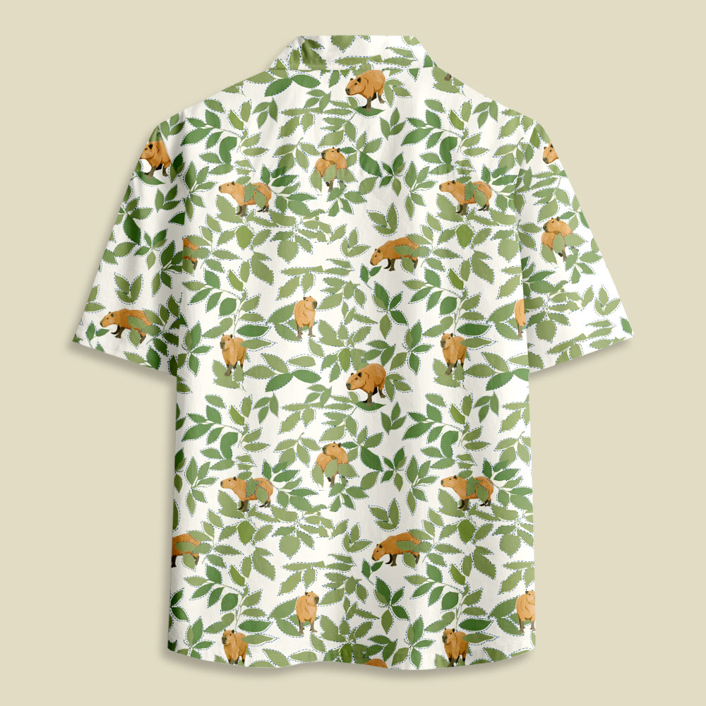 Capybara Lazy Oasis Button Up Pocket Shirt