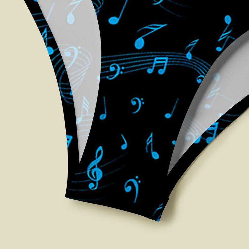 Music V-Neck One Piece Swimsuit