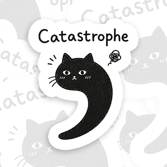 Black Cat Catastrophe Playful Sticker