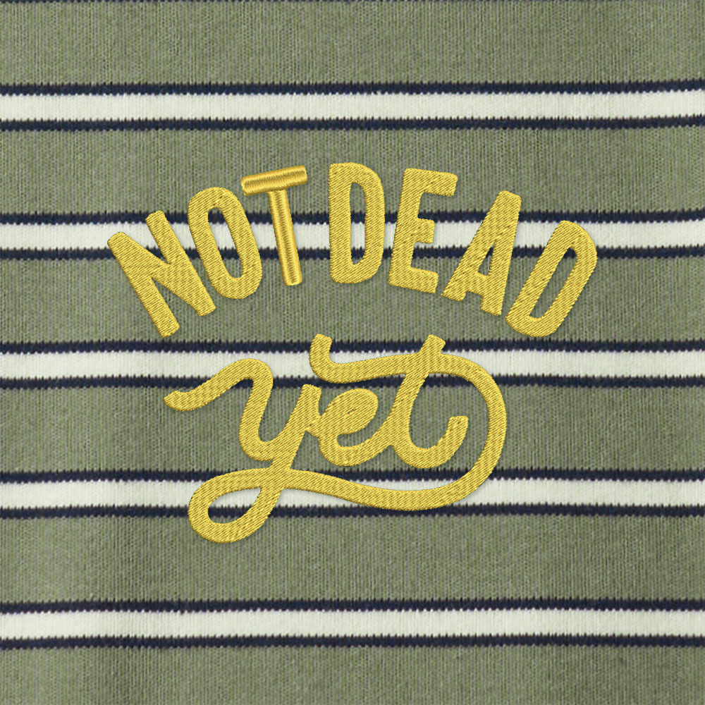 Not Dead Yet Lycra Striped Embroidered Long-Sleeve Polo