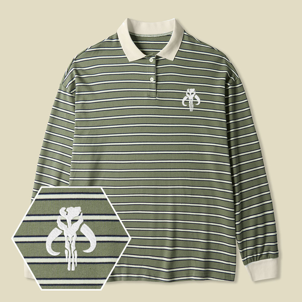 Rebel Lycra Striped Embroidered Long-Sleeve Polo