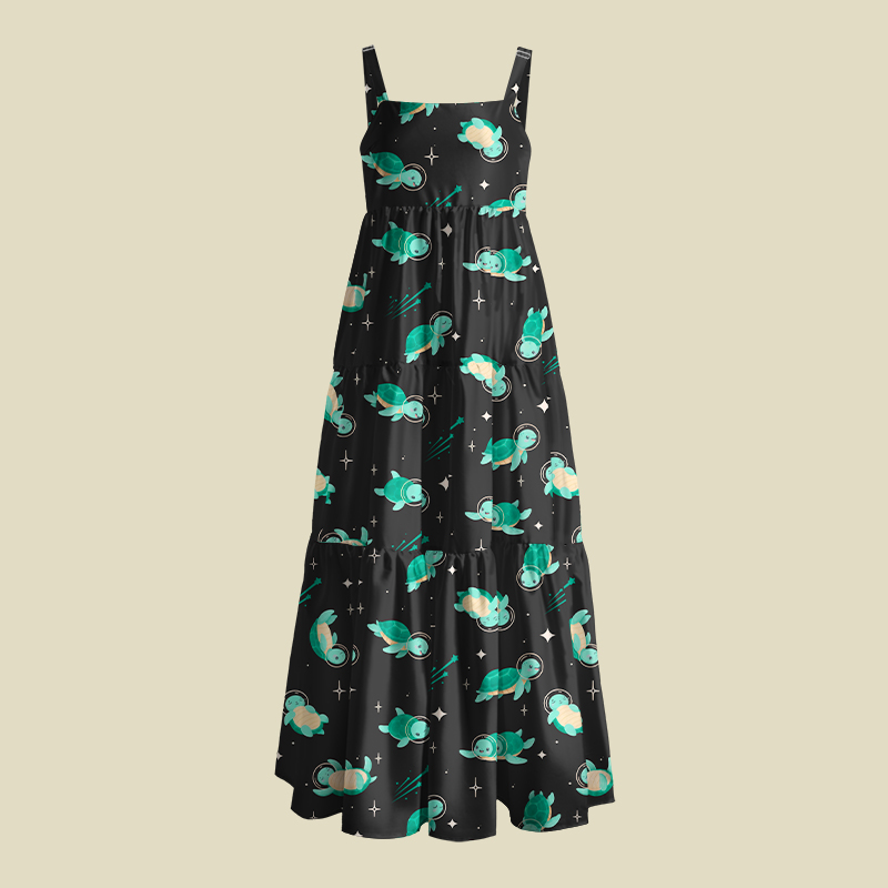 Space Turtles Playful Maxi Dress