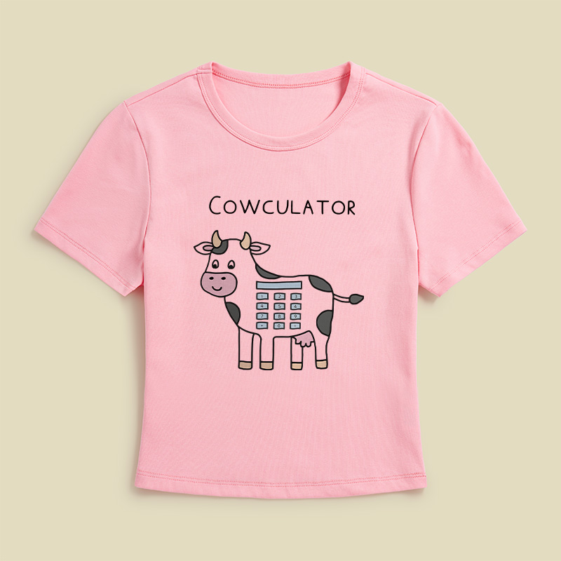 Cowculator Cow Calculator Math Pun Geek Baby Tee